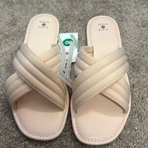 Shade & Shore Maxie Crossband Slide Sandals Size 10 Color Blush